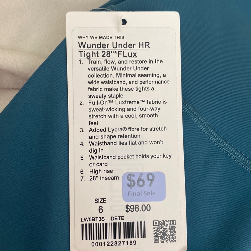 NWT Wunder Under HR Tight 28” Flux in Desert Teal (DETE)